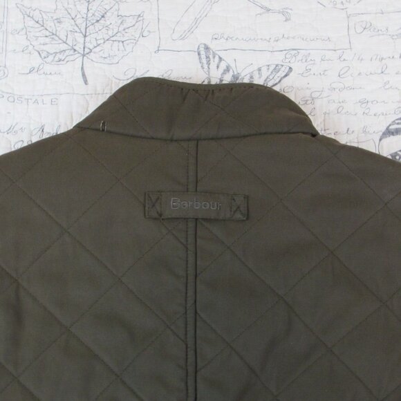 BARBOUR Green Jacket Men's  Padded Quilted Pockets Logo Polo Club size Large L - Picture 4 of 8